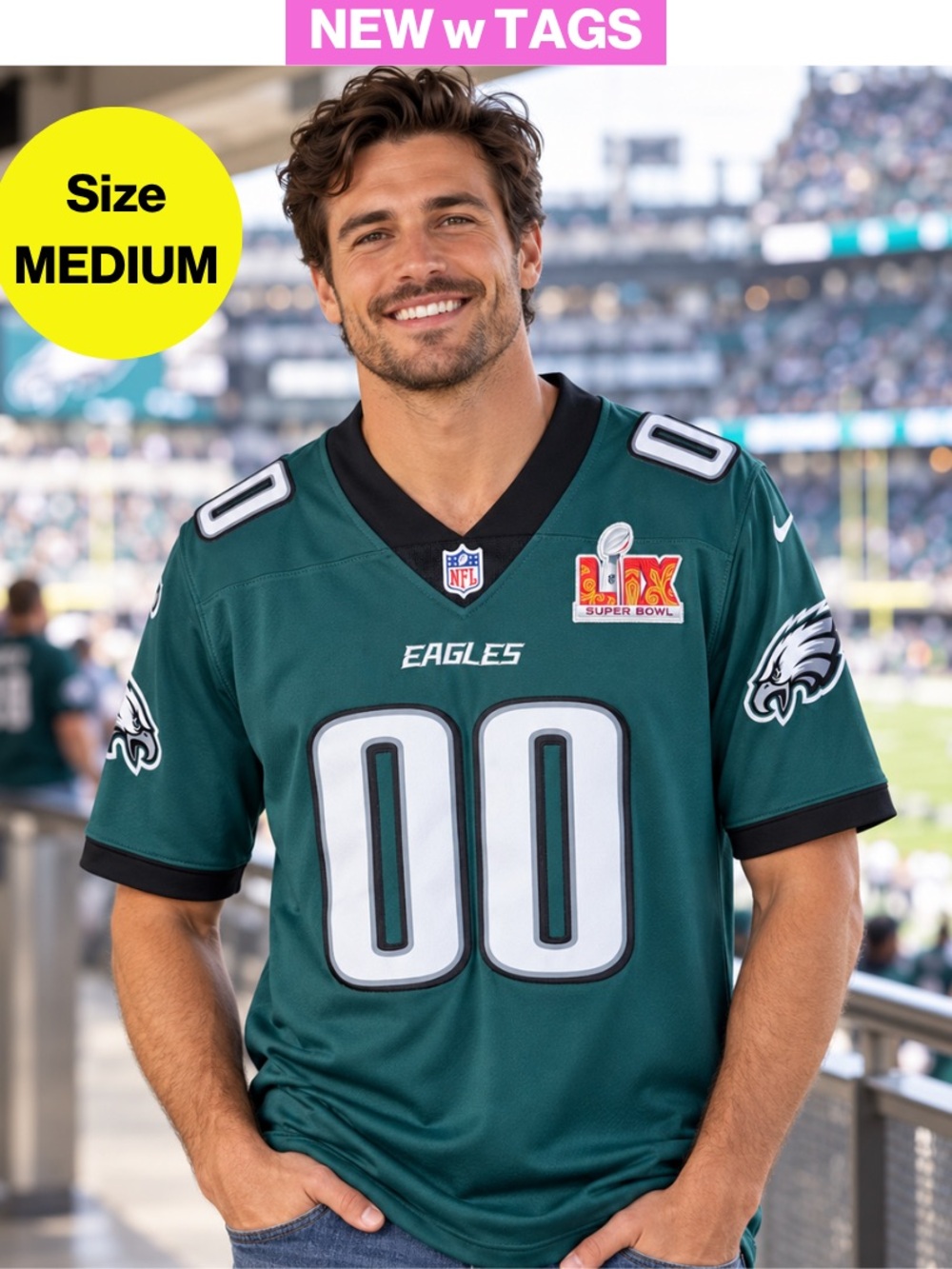 NEW w TAGS 🏷️ Philadelphia Eagles Official NFL On-Field Jersey (Men’s Medium)